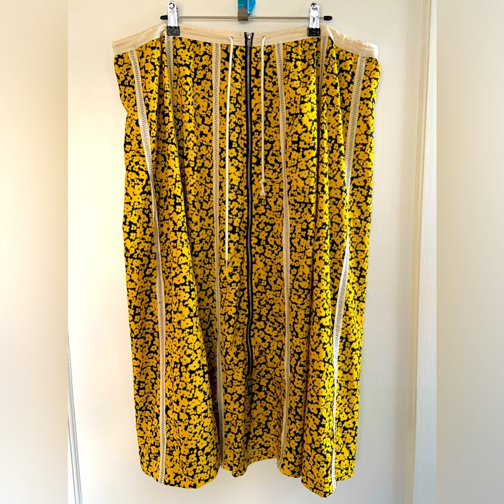 Derek Lam Yellow & Blue Floral Draw String Zip Up Skirt Size 52 (US 20)